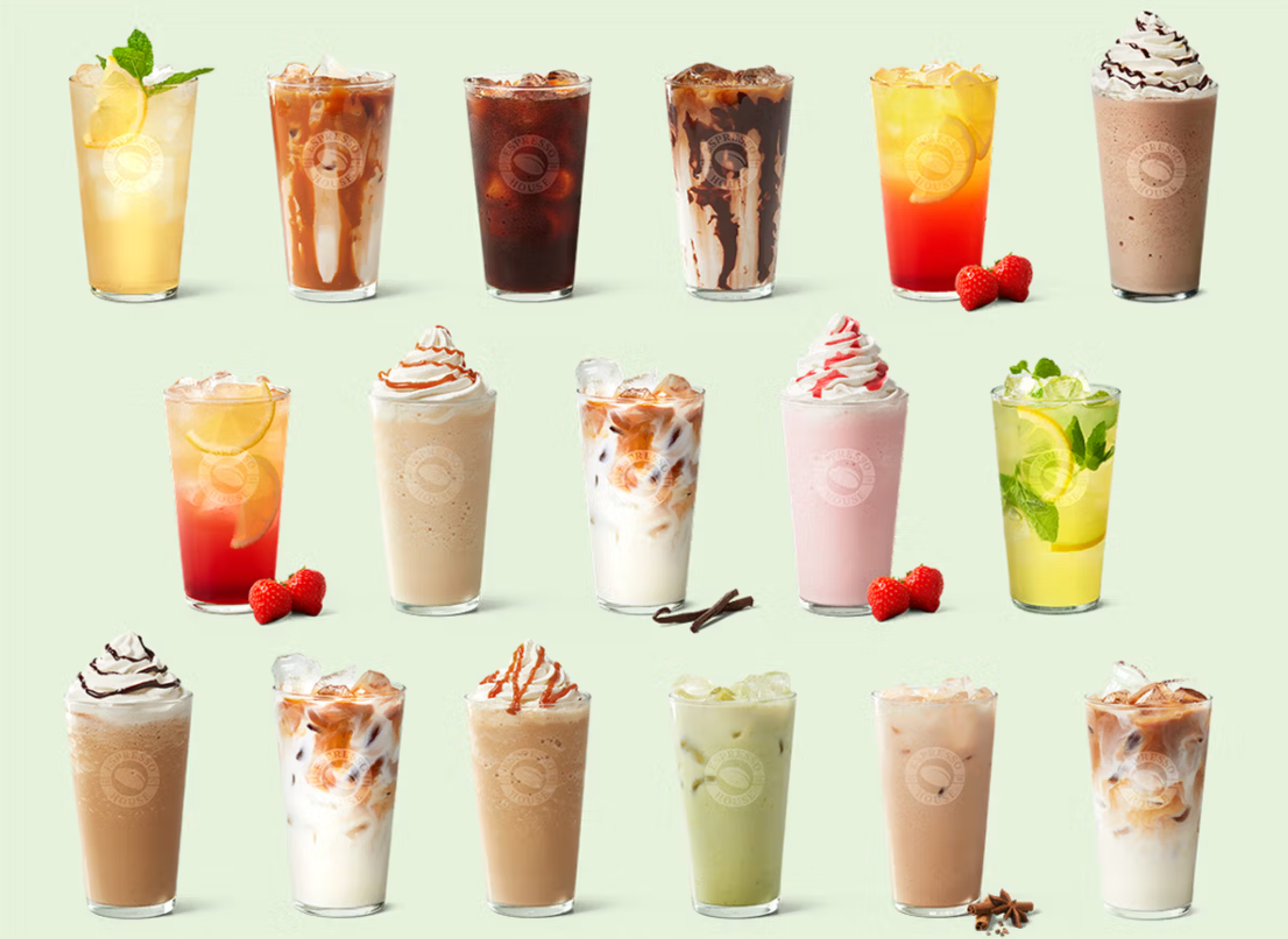 Somriga drycker från Espresso House – testa svalkande Iste Mango Mojito, trendig Summer Iced Matcha med jordgubbsfoam eller en varm latte för regniga dagar!